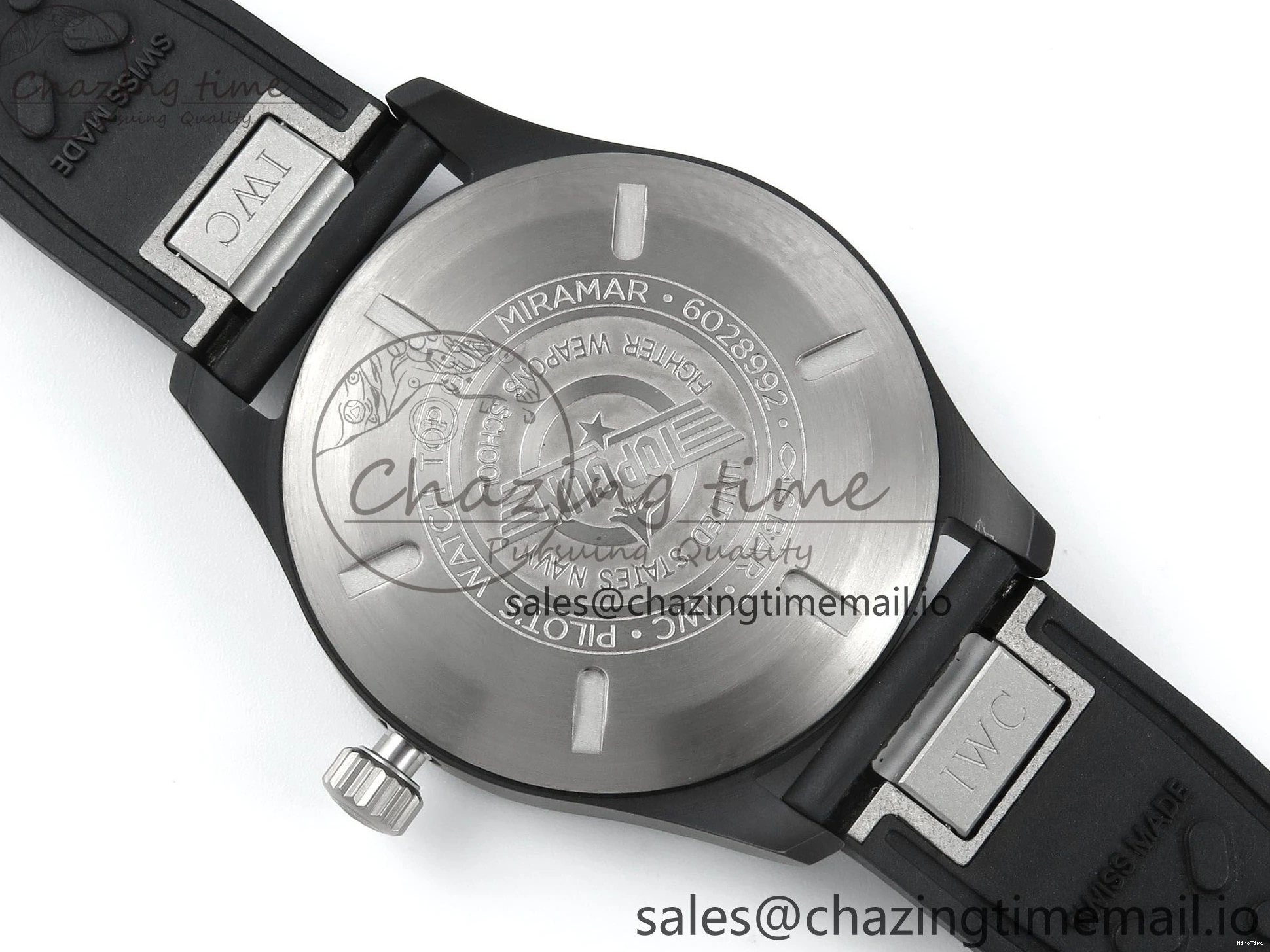 MIROTIME 0317 Pilot Top Gun IW326901 M+F 1:1 Best Edition Black Dial on Black Rubber Strap A SportInspired 6999